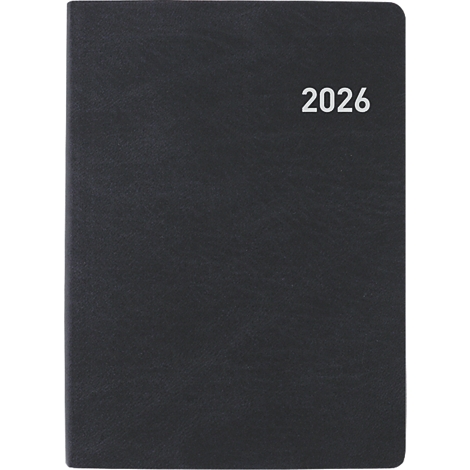 Schwarzes Notizbuch mit der weissen Jahreszahl 2026.