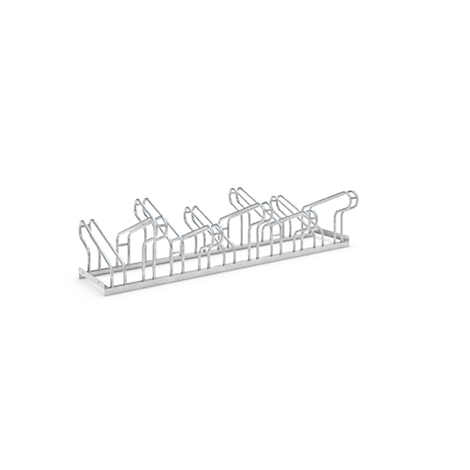 Metal bike rack on a white background.
