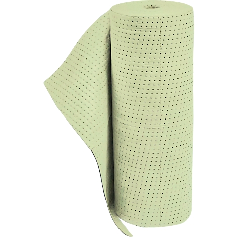 Rolled, perforated cleaning cloth, light green. Part of the cloth is unrolled.