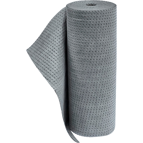 Gerold grijs absorberend fleece met veel kleine gaatjes. Een deel van de fleece is uitgerold.