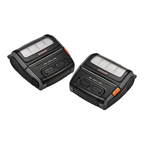 Deux imprimantes thermiques Bixolon noires, argentées en haut et sur les côtés, avec des boutons et des ports.