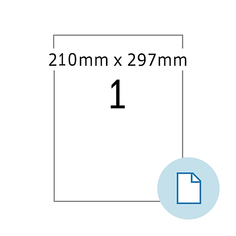 Blatt Papier, 210mm x 297mm, mit Zahl 1 in der Mitte und einem Symbol in einem Kreis.