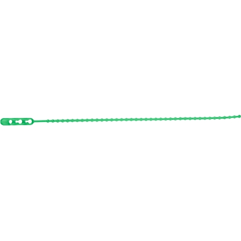 Green cable tie, detail shot.
