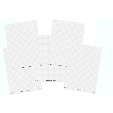 Bloc de papier pour tableau à feuilles mobiles Herlitz, quadrillé, perforation à 6 trous, L 650 x H 980 mm, papier blanc, lot de 5 blocs de 20 feuilles chacun