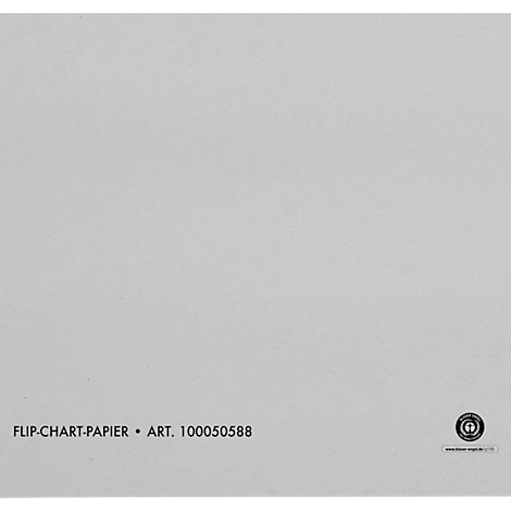 Feuille de papier pour paperboard blanc avec texte imprimé en bas à gauche et sceau de l'ange bleu en bas à droite.