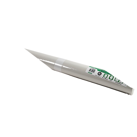 Rouleau de papier gris, incliné, sur fond blanc. Détails avec texte en vert.