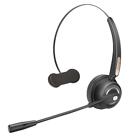Drahtloses Headset, schwarz mit Mikrofon und Ohrmuschel.