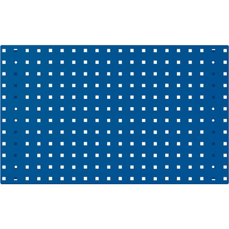 Blauwe achtergrond met witte vierkanten en stippen.