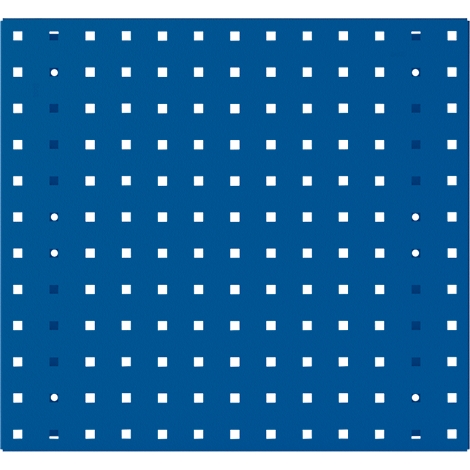 Blauwe achtergrond met witte vierkanten en stippen.