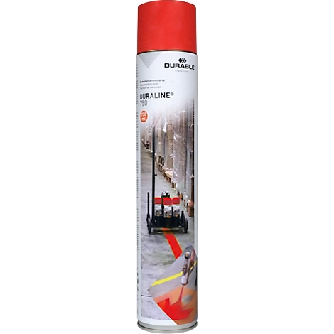 Person mit roter Markierung im Lager. Neben Kisten, auf dem Boden. Rote Linie. Arbeitsbereich. 