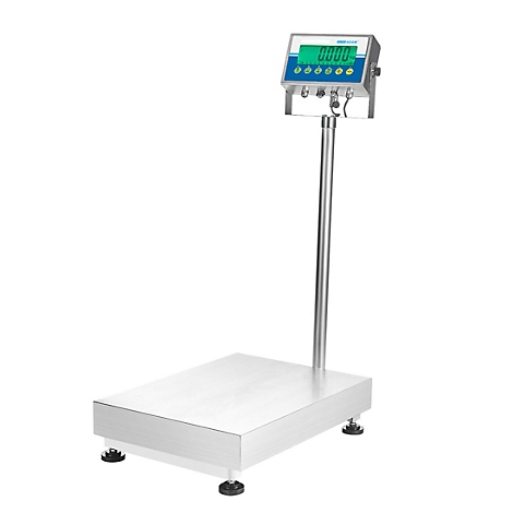 Digitale Waage aus Metall mit Display, das „0.000“ anzeigt.