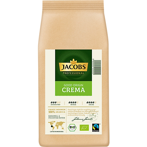 Bohnenkaffee Jacobs KrÃ¶nung Good Origin CafÃ¨ CrÃ¨ma, 6 x 1kg, Fairtrade und Bio zertifiziert, Karamellnote, fruchtiges Aroma