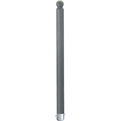 Producto en forma de cilindro, gris, con dos bordes plateados.