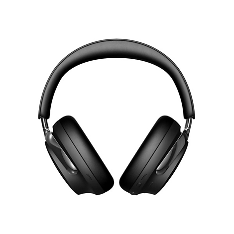 Schwarze Over-Ear-Kopfhörer vor weißem Hintergrund.