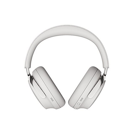 Weiße Over-Ear-Kopfhörer vor weißem Hintergrund.