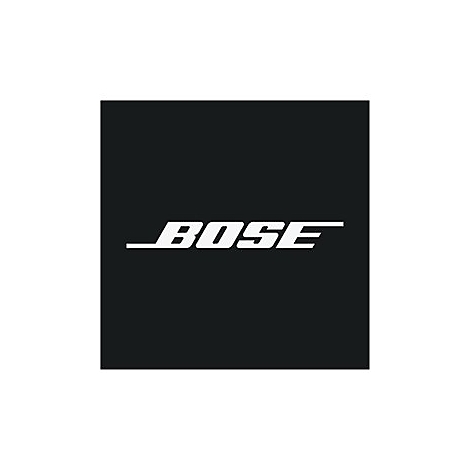 Weißes Bose-Logo auf schwarzem quadratischem Hintergrund.