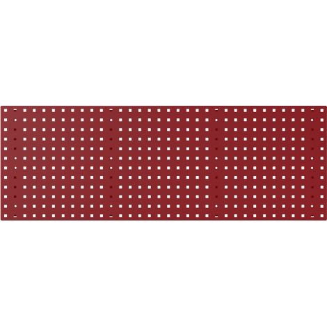 Rechteckige Tafel in Burgunderrot mit regelmäßig angeordneten, quadratischen Aussparungen. Einige sind hell, andere dunkel.