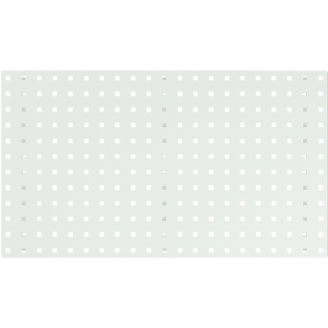 Rechteckige weiße Platte mit regelmäßigen quadratischen Löchern. Eine sehr gleichmäßige Textur.