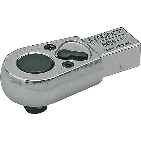 Gros plan d'un cliquet HAZET, en métal brillant. Le cliquet est marqué des inscriptions 'HAZET', '6401-1' et 'Made in Germany'.