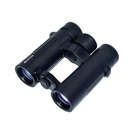 Schwarzes Braun Fernglas vor weißem Hintergrund.