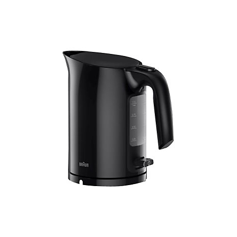 Schwarzer Braun Wasserkocher mit Messskala auf weißem Hintergrund.