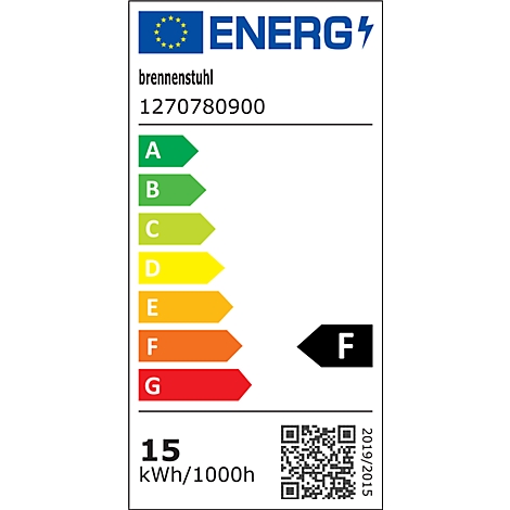Energielabel met de letters A t/m G. De letter F is gemarkeerd.