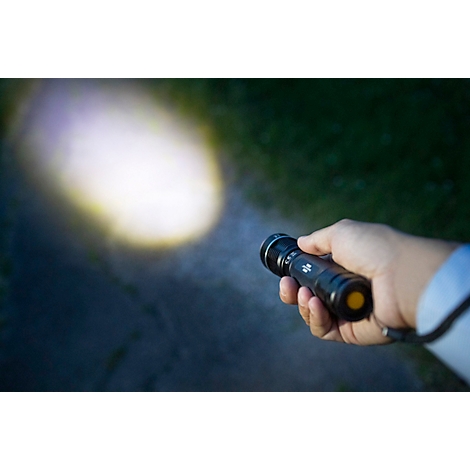 Symbole circulaire rouge avec texte blanc : CREE LED.