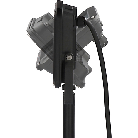 Rotes Rundschild mit weißem Wolken- und Regentropfensymbol und der Aufschrift IP65.