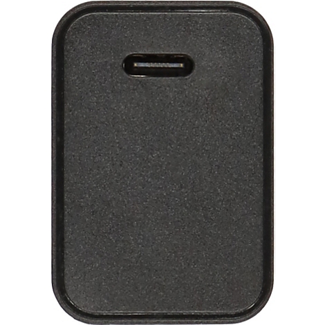 Rechteckiger, schwarzer Stecker mit abgerundeten Ecken und einer rechteckigen Aussparung an der Oberseite.