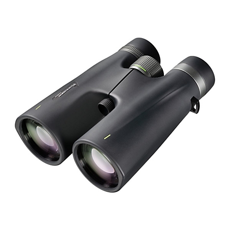 Schwarzes Bresser Primax Fernglas vor weißem Hintergrund.