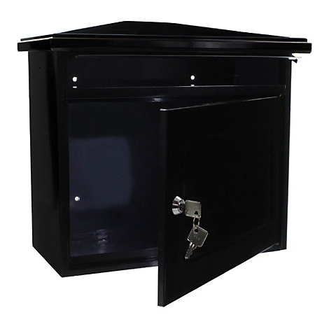 Briefkasten Rottner Wörthersee, Türanschlag seitlich, Zylinderschloss inkl. 2 Schlüssel, B 390 x T 205 x H 350 mm, Stahlblech verzinkt, schwarzgrau