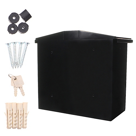 Briefkasten Rottner Wörthersee, Türanschlag seitlich, Zylinderschloss inkl. 2 Schlüssel, B 390 x T 205 x H 350 mm, Stahlblech verzinkt, schwarzgrau