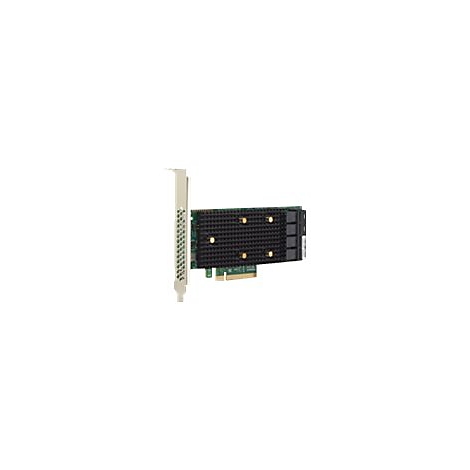Eine PCIe-Netzwerkkarte mit schwarzem Kühlkörper auf grünem PCB und silbernem Slotblech.