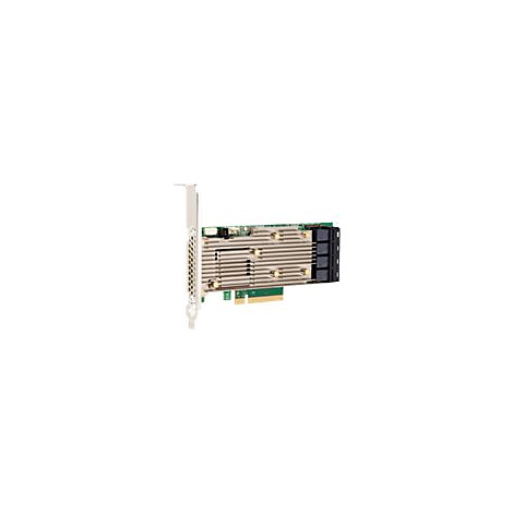 Eine Netzwerkkarte mit einem großen, gerippten silbernen Kühlkörper vor grünem PCB und Anschlüssen.