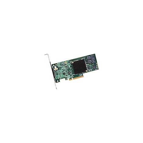 Grüne PCIe-Controller-Karte mit schwarzem Kühlkörper auf weißem Hintergrund.
