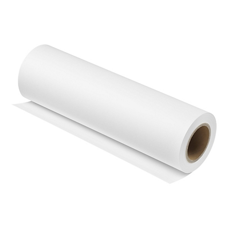 Eine weiße Papierrolle auf weißem Hintergrund mit braunem Pappkern.