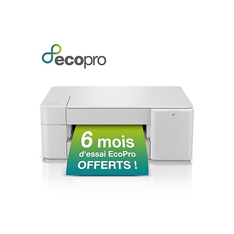 Weißer Drucker mit grünem Papier, Aufdruck: 6 Monate d'essai EcoPro OFFERTS!
