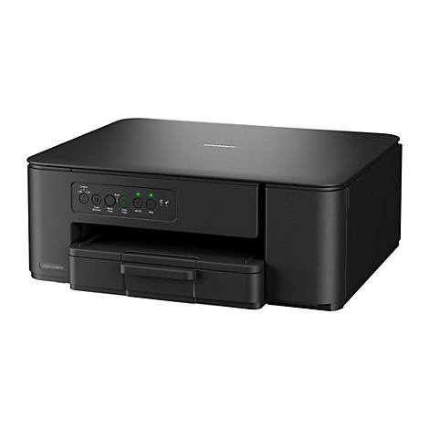 Schwarzer Drucker auf weißem Hintergrund. Tasten mit Aufschriften wie "Copy" und "Wi-Fi" sind sichtbar.