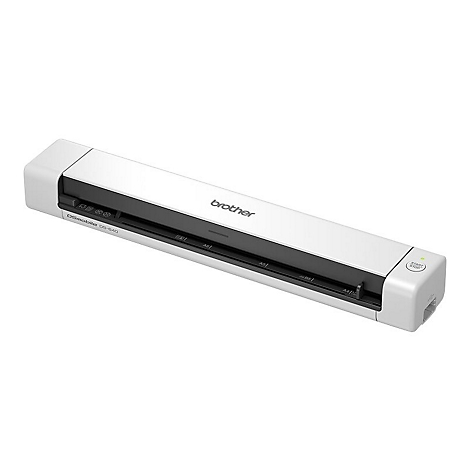 Weißer Brother-Scanner mit schwarzem Schlitz und Logo. Aufschrift: DS-640. Ein Start-Button ist sichtbar.