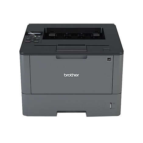 Grauer Brother-Laserdrucker auf weißem Hintergrund. Schriftzug "brother".