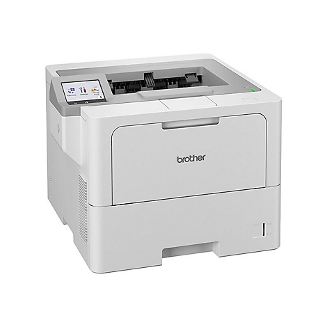 Weißer Drucker mit Touchscreen-Display und Brother-Logo.