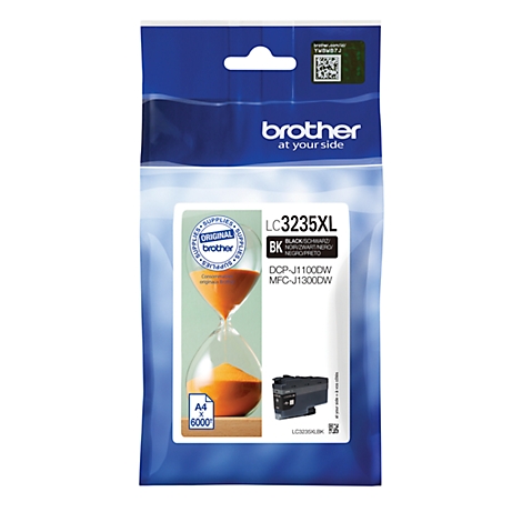 Inktcartridge in blisterverpakking van Brother, met logo en productnaam. Bedrukt "LC3235XL BK".