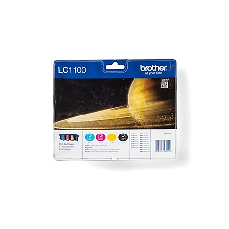 Brother LC1100 Tintenpatronen-Set in Originalverpackung vor weißem Hintergrund.