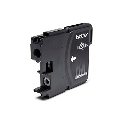 Schwarze Brother Druckerpatrone mit Logo und Schriftzug. Aufdruck: LC1100BK.
