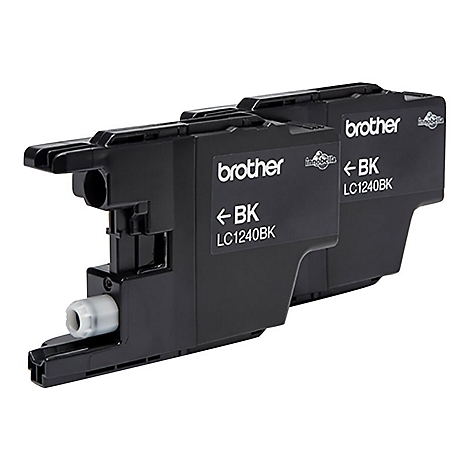 Zwei schwarze Druckerpatronen mit dem Logo "Brother" und der Aufschrift "LC1240BK".