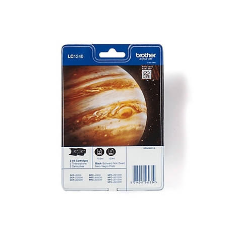 Eine Brother Tintenpatronenverpackung. Auf der Packung ist ein Bild von Jupiter abgebildet, darüber steht 'LC1240'.