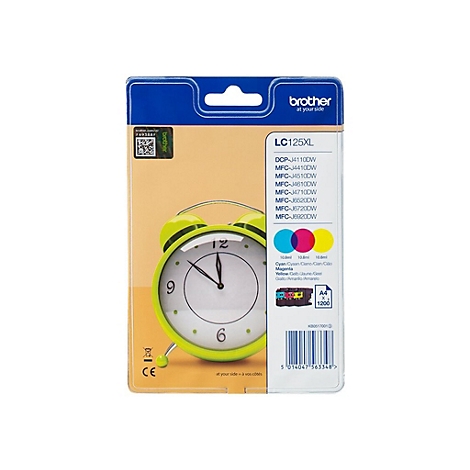 Eine Brother Tintenpatronenverpackung mit einer grünen Uhr.