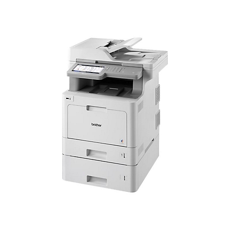 WeiÃŸer Multifunktionsdrucker mit Touchscreen, Marke: Brother, vor weiÃŸem Hintergrund.