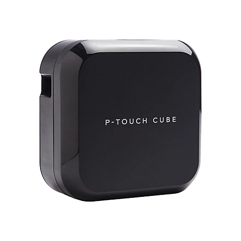 Schwarzer, abgerundeter WÃ¼rfel, auf dem P-TOUCH CUBE steht.