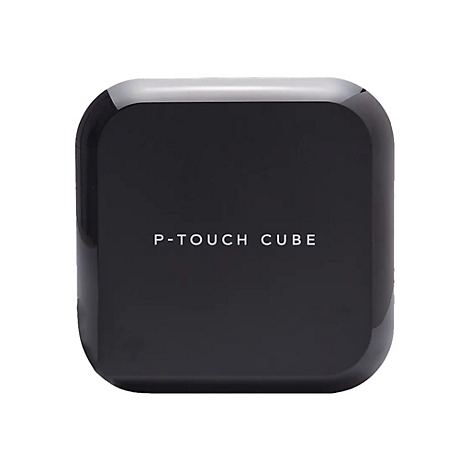 Schwarzer, abgerundeter WÃ¼rfel mit der Aufschrift P-TOUCH CUBE.